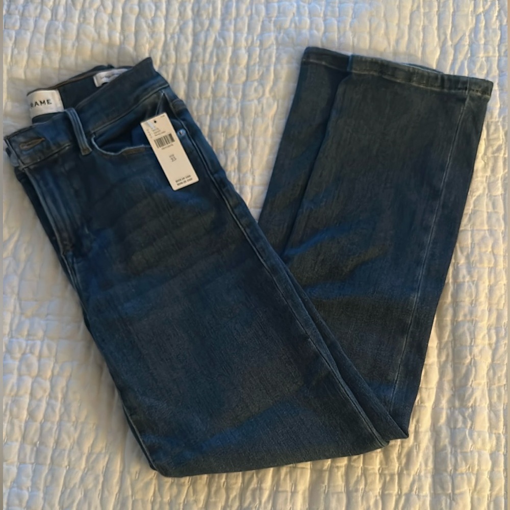 Frame Denim LeHigh Straight Jeans in Deep Indigo